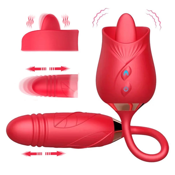 Rose Tongue Extender W/Dildo - WaistMagnet